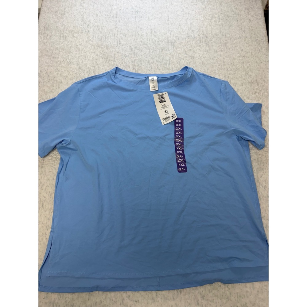 Members Mark Womens Active Tee XXL‎ Blue Short Sleeve Moisture Wicking Relax Fit